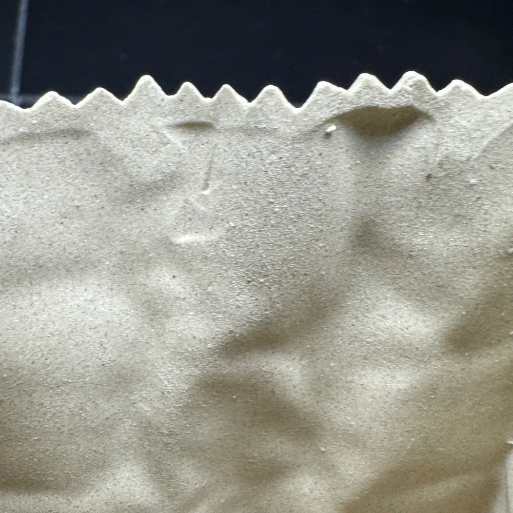 Ceramic Brown Paper‎ Bag Vase Trompe L'oeil Sculptural Planter Tan Decor 6 Inch